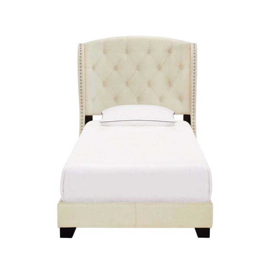 Bed * | Top Sellers Accentrics Home Twin Tufted Wing Bed In Linen