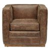 Chair * | Popular Accentrics Home Channel Tufted Sheltered Leather Chair In Mocha Brown