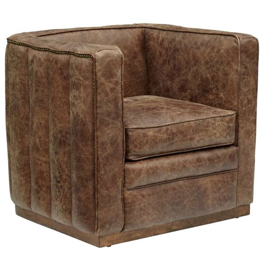 Chair * | Popular Accentrics Home Channel Tufted Sheltered Leather Chair In Mocha Brown