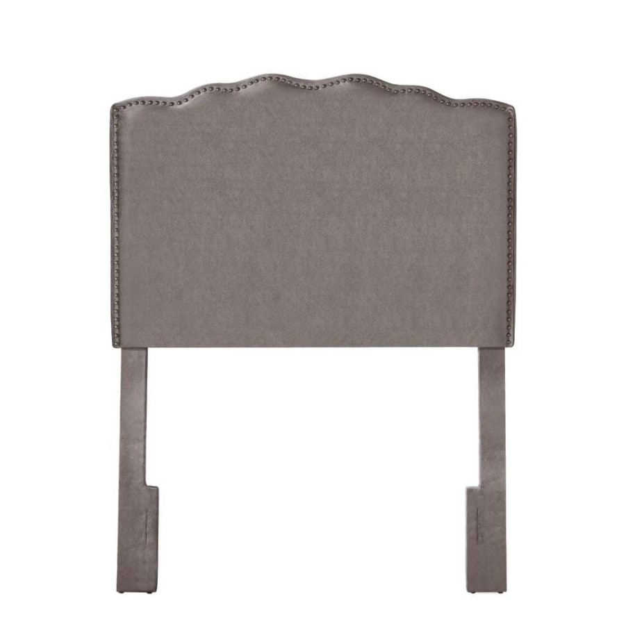 Headboard * | High Quality Accentrics Home Nailhead Trim Scalloped Twin Upholstered Headboard In Taupe