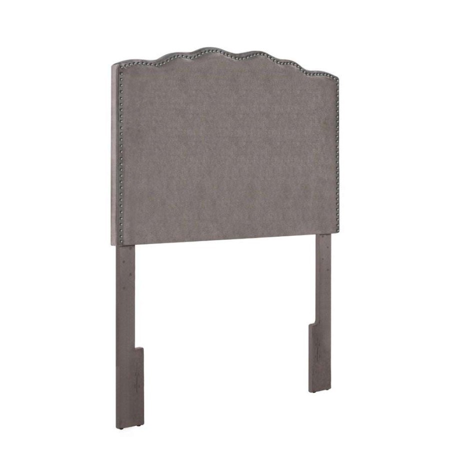 Headboard * | High Quality Accentrics Home Nailhead Trim Scalloped Twin Upholstered Headboard In Taupe