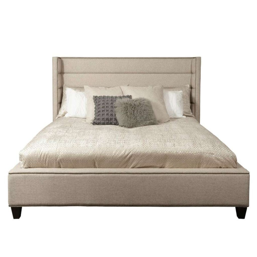 Bed * | Best Guaranteed Accentrics Home Shelter Wing Channel Tufted King Bed In Beige