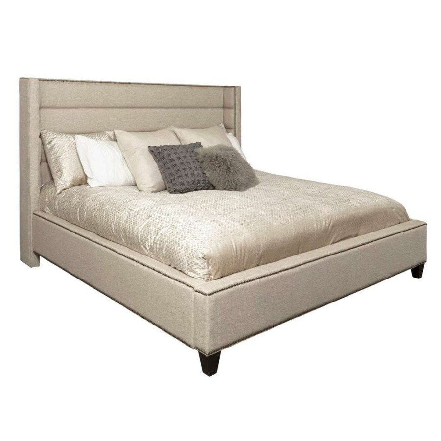 Bed * | Best Guaranteed Accentrics Home Shelter Wing Channel Tufted King Bed In Beige