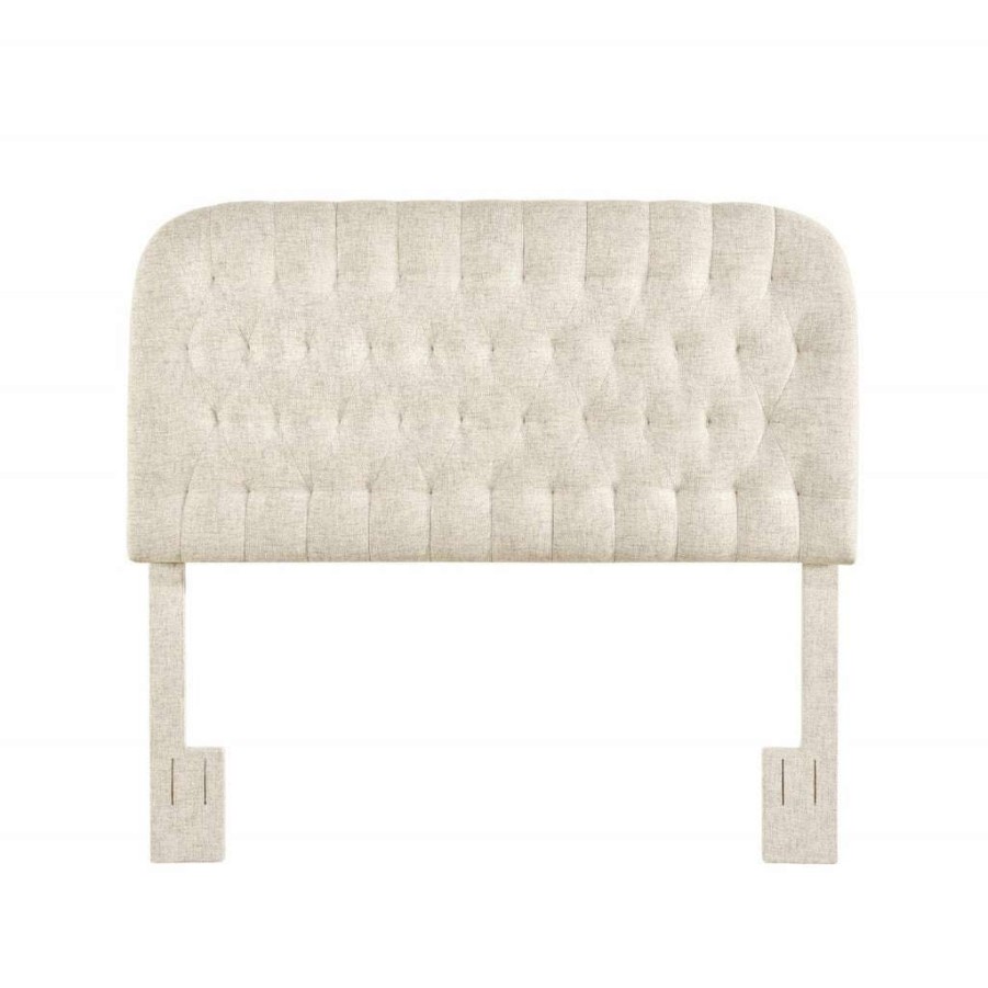 Headboard * | Discounts Accentrics Home Rounded Corner, Diamond Tufted King Or California King Upholstered Headboard In Doe Beige