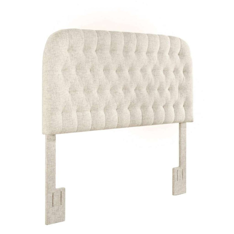 Headboard * | Discounts Accentrics Home Rounded Corner, Diamond Tufted King Or California King Upholstered Headboard In Doe Beige