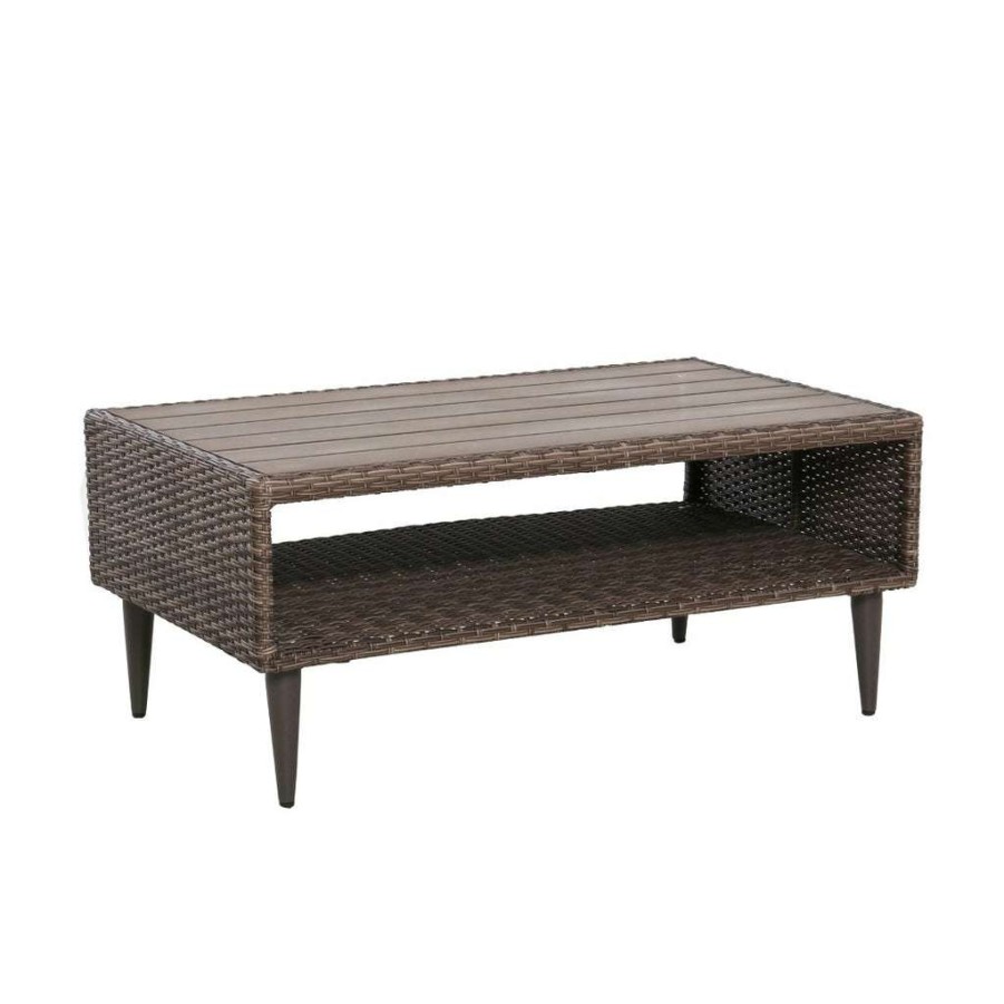 Table * | Discount Accentrics Home Cocktail Table In Weaved Brown