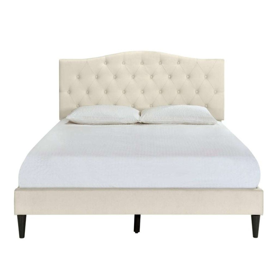 Bed * | Featured Accentrics Home Tufted Arch Upholstered King Platform Bed In Beige