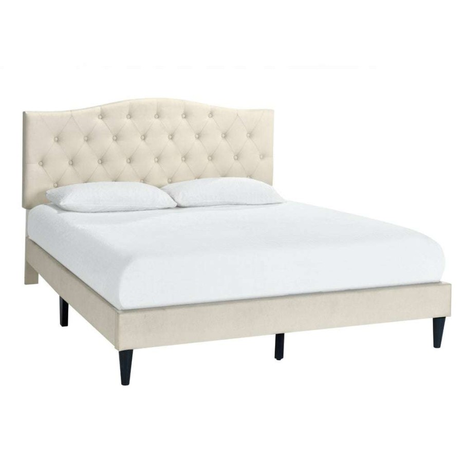 Bed * | Featured Accentrics Home Tufted Arch Upholstered King Platform Bed In Beige