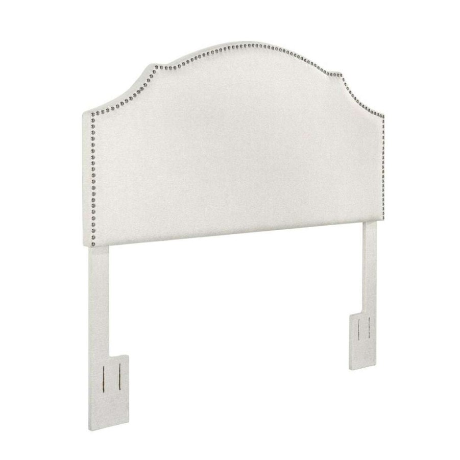 Headboard * | Featured Accentrics Home Brass Nailhead Trim, Shaped King Or California King Upholstered Headboard In Natural Gray.