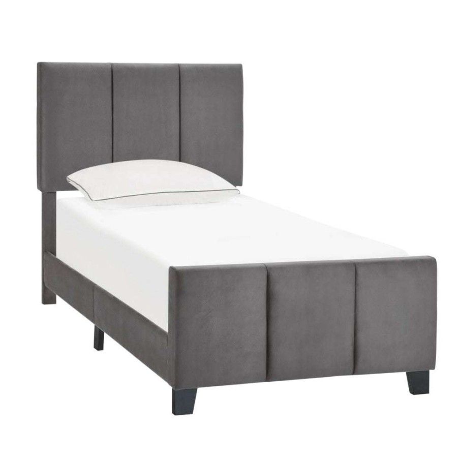 Bed * | High Quality Accentrics Home Twin Modern Channel Bed In Flannel