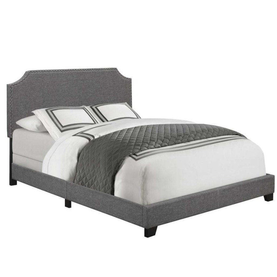 Bed * | Excellent Quality Accentrics Home Clipped Corner Full Upholstered Bed In Stone Gray