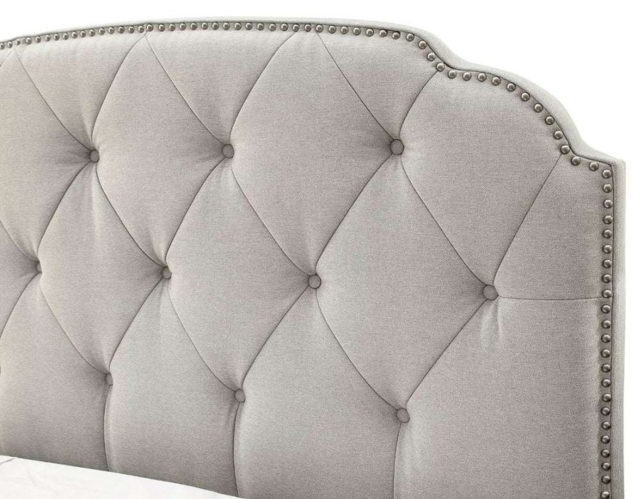 Headboard * | Online Accentrics Home Curved Upholstered King / California King Headboard In Cloud Grey