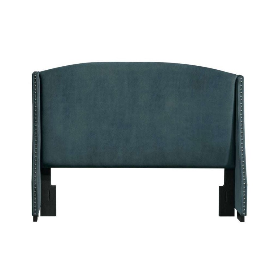 Headboard * | Latest Accentrics Home Shelter Style Upholstered Wingback Queen Headboard In Jasper Blue