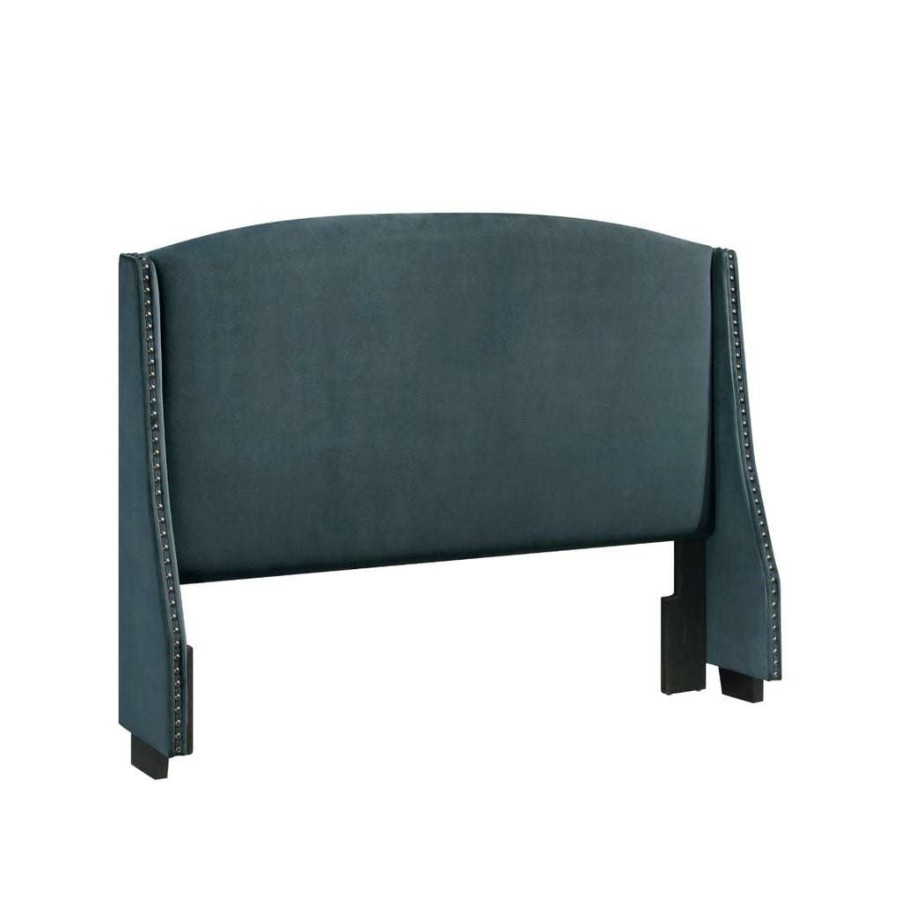 Headboard * | Latest Accentrics Home Shelter Style Upholstered Wingback Queen Headboard In Jasper Blue