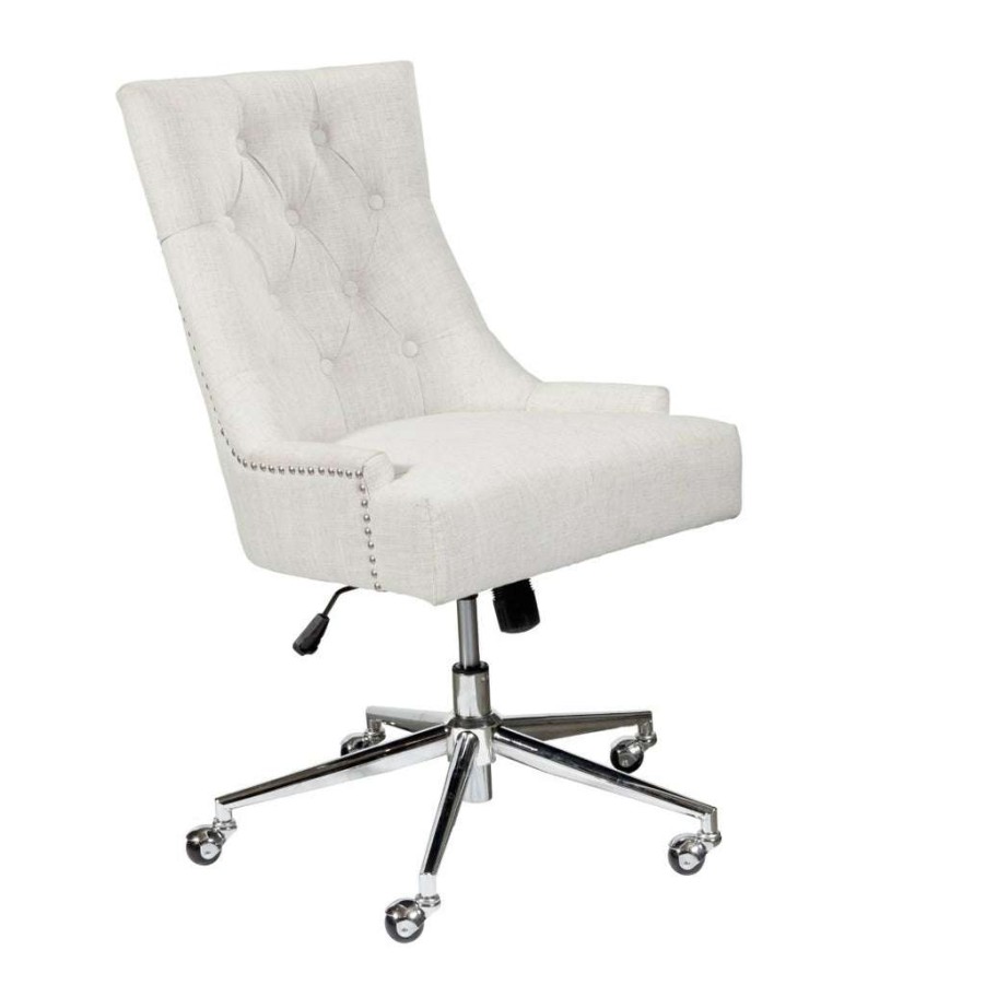 Chair * | High Quality Accentrics Home Button Tufted Adjustable Upholstered Office Chair In Beige