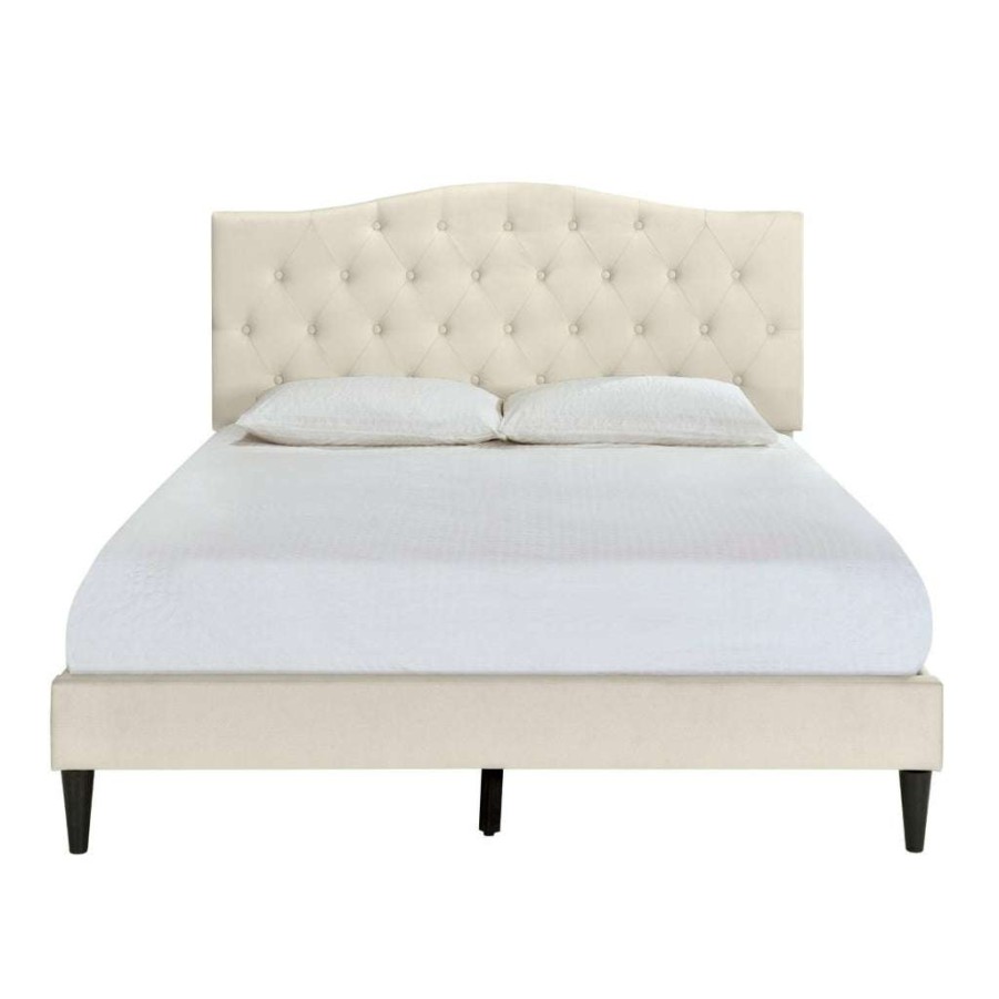 Bed * | Excellent Quality Accentrics Home Tufted Arch Upholstered Queen Platform Bed In Beige