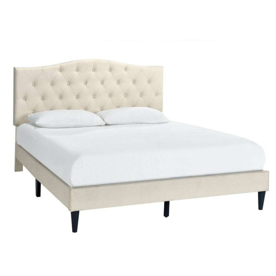 Bed * | Excellent Quality Accentrics Home Tufted Arch Upholstered Queen Platform Bed In Beige