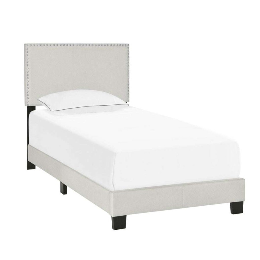 Bed * | Best Sellers Accentrics Home Twin Nail Trim One Box Bed Fog