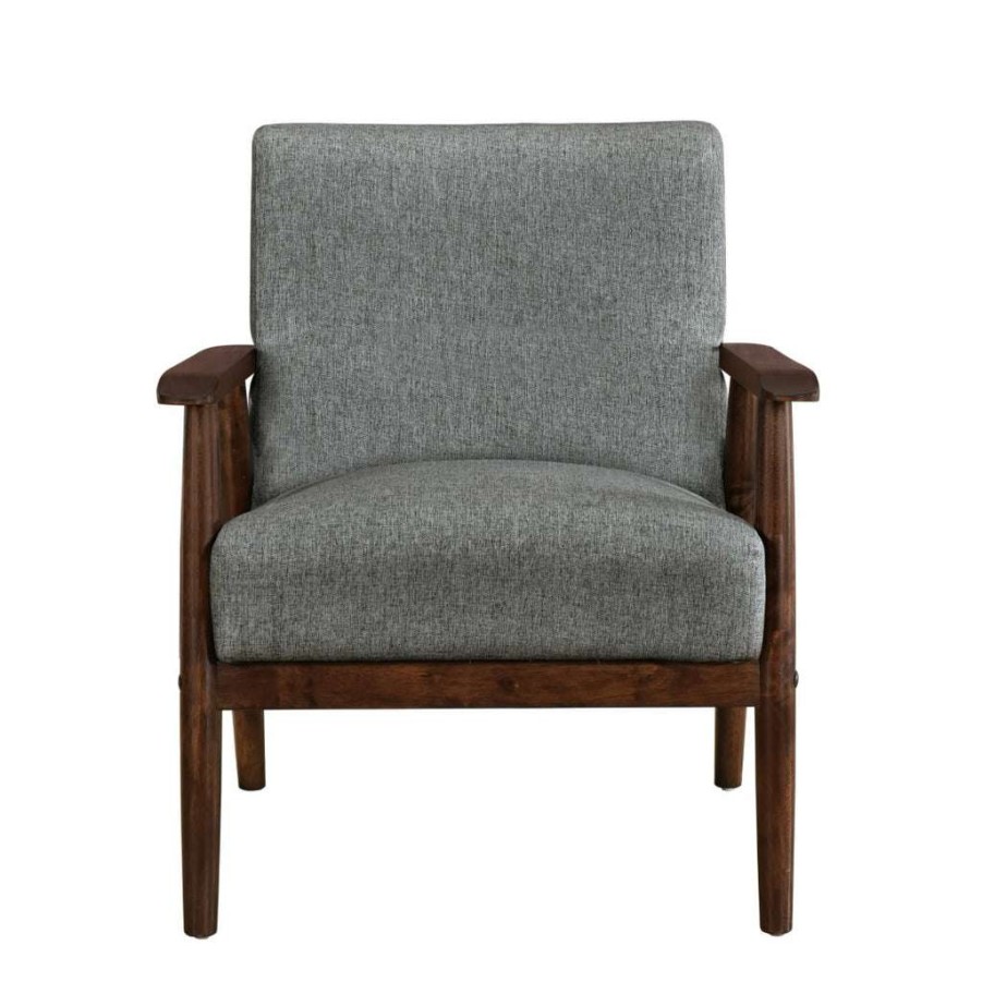 Chair * | Official Accentrics Home Wood Frame Mid-Century Modern Accent Chair In Gray