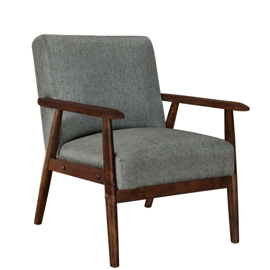 Chair * | Official Accentrics Home Wood Frame Mid-Century Modern Accent Chair In Gray