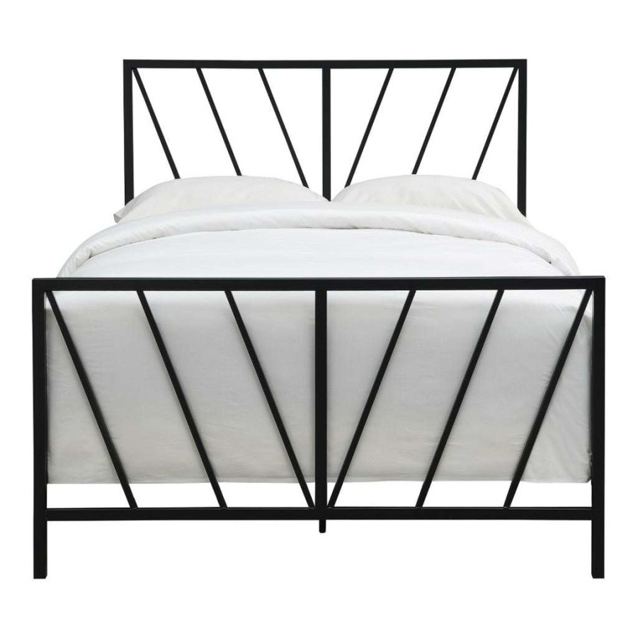 Bed * | Best Guaranteed Accentrics Home Black Chevron Full Metal Bed