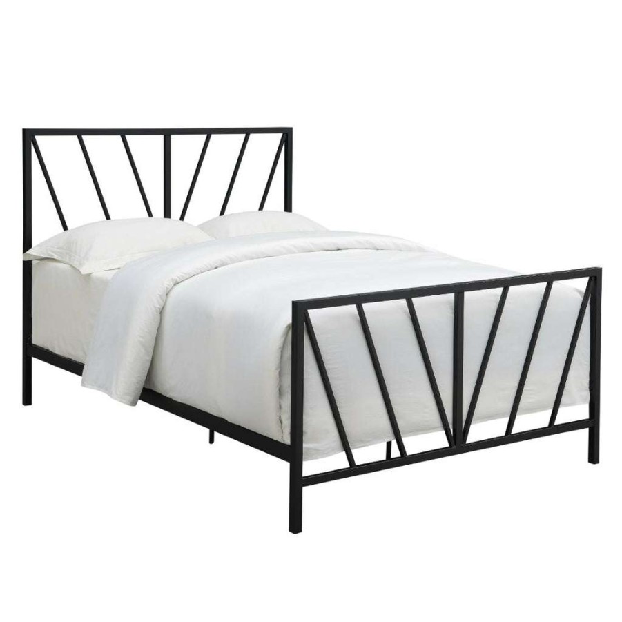 Bed * | Best Guaranteed Accentrics Home Black Chevron Full Metal Bed