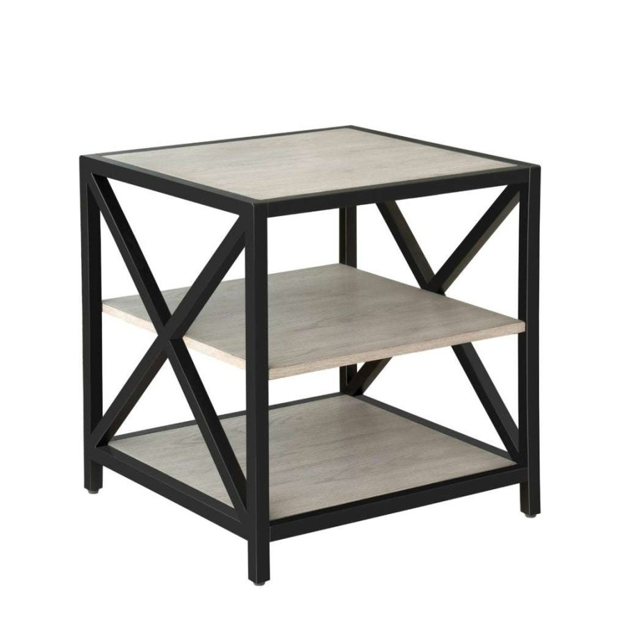 Table * | Discount Accentrics Home Gray Ash Metal Framed Three Shelf End Table