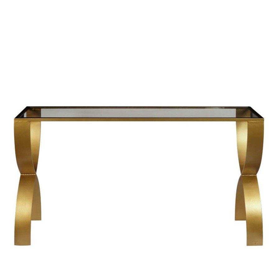 Table * | Best Sale Accentrics Home Bella Iron Console Table With Glass Top