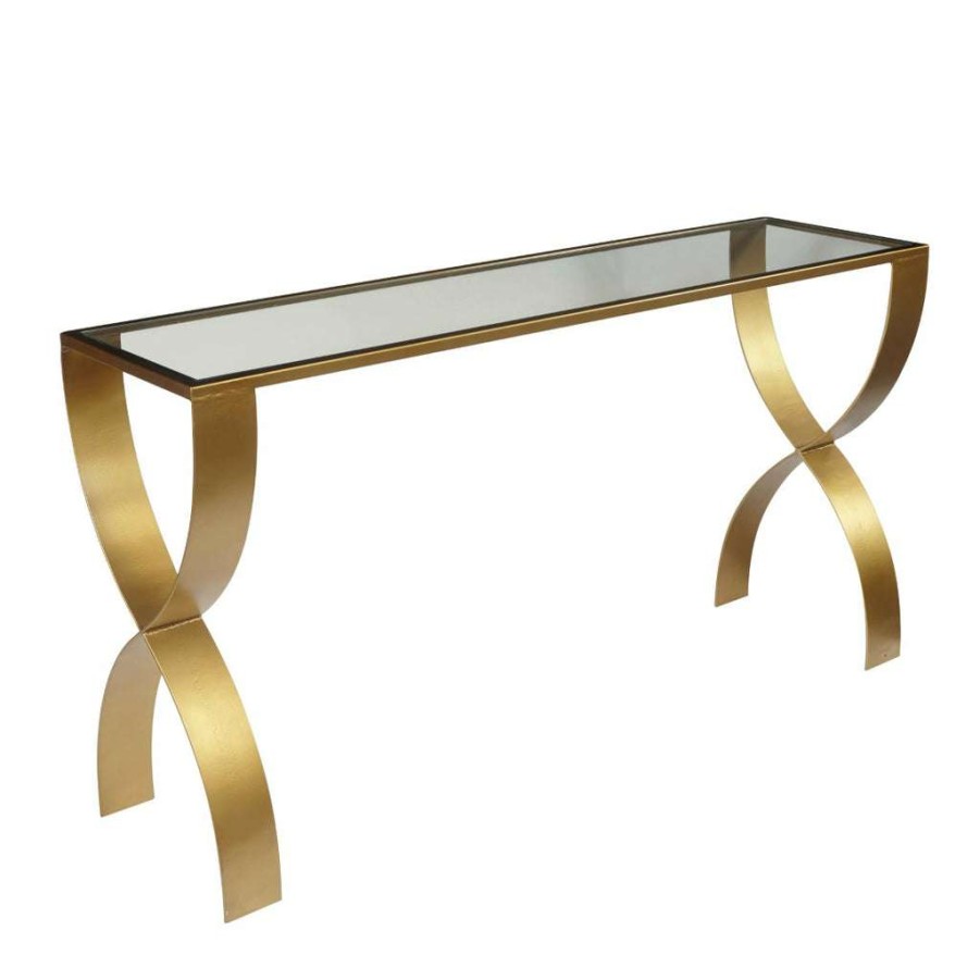 Table * | Best Sale Accentrics Home Bella Iron Console Table With Glass Top