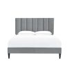 Bed * | Official Accentrics Home Vertically Channeled Full Upholstered Platform Bed In Gray