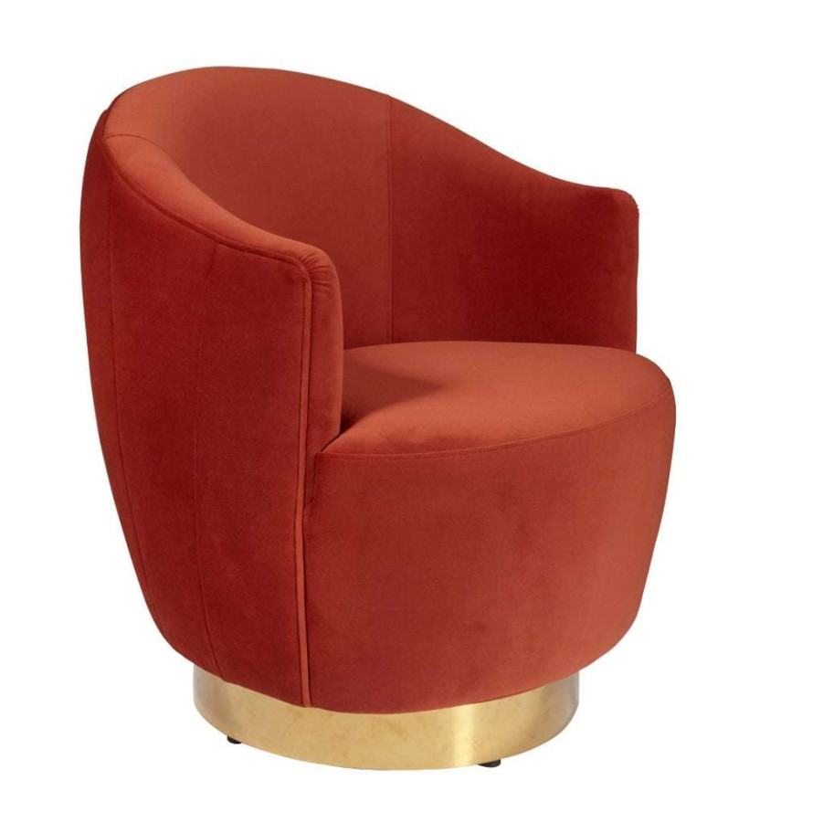 Chair * | Best Guaranteed Accentrics Home Channel Tufted Swivel Accent Chair In Papaya Orange