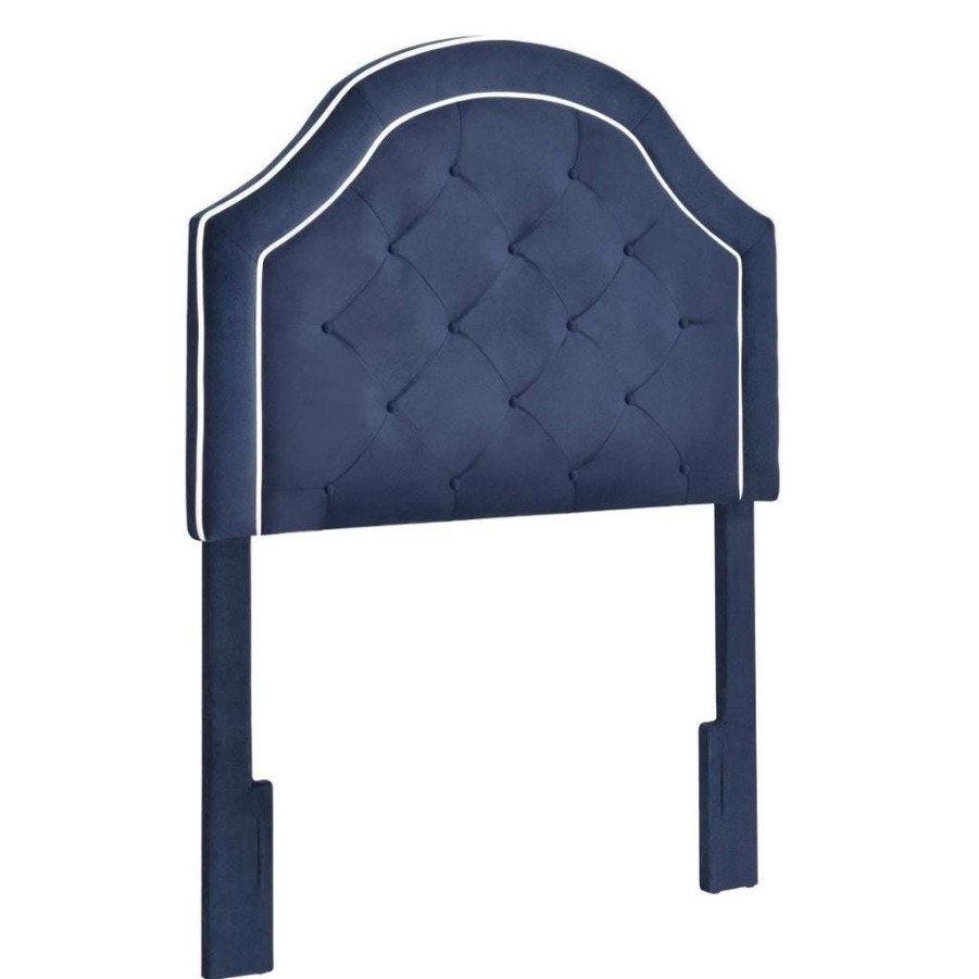 Table * | High Quality Accentrics Home Welt Trim, Diamond Tufted, Adjustable Twin Headboard In Navy Blue