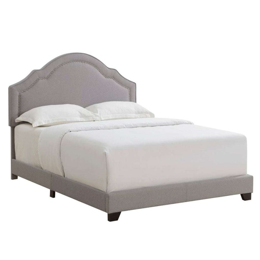 Bed * | Top Sellers Accentrics Home Shaped Back Upholstered Queen Bed In Smoke Gray