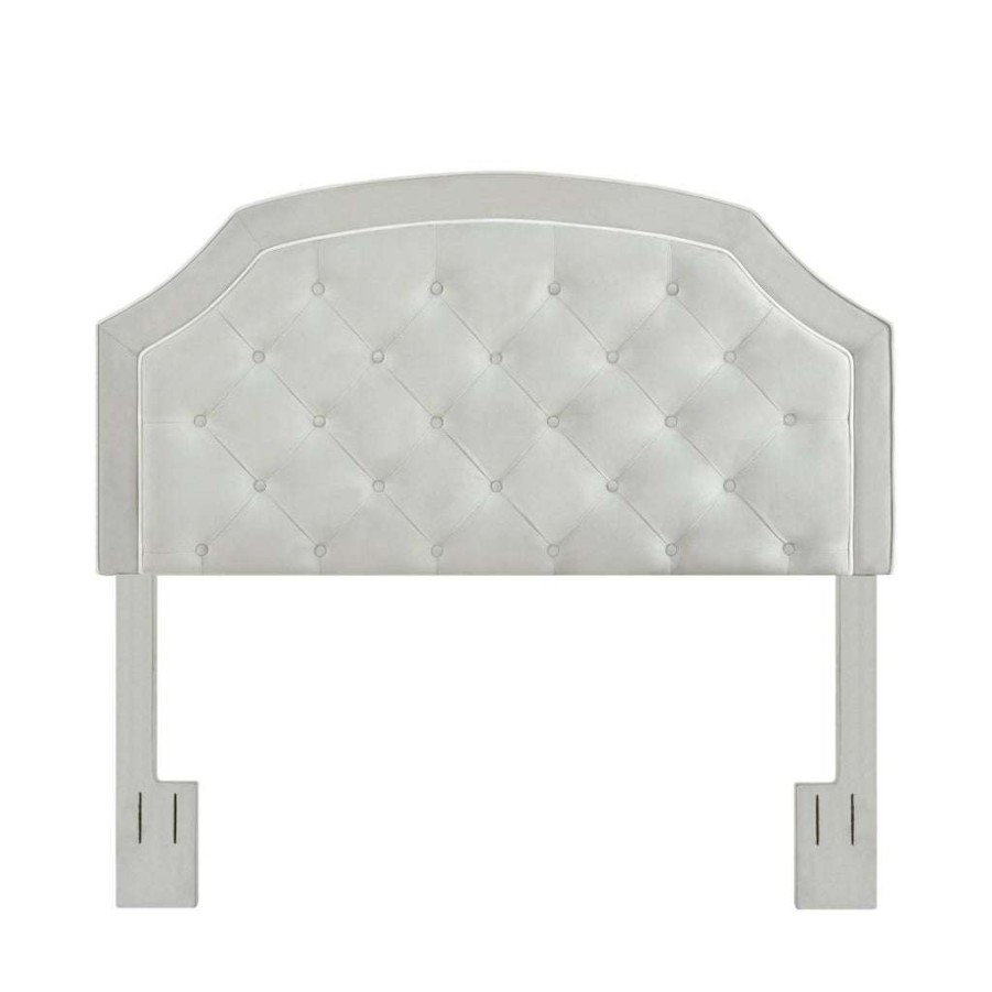 Table * | Excellent Quality Accentrics Home Welt Trim, Diamond Tufted, Adjustable Full Or Queen Headboard In Light Gray