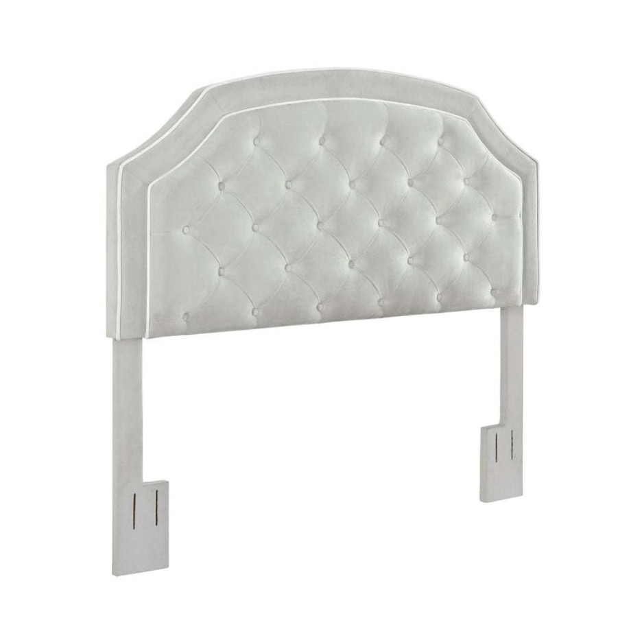 Table * | Excellent Quality Accentrics Home Welt Trim, Diamond Tufted, Adjustable Full Or Queen Headboard In Light Gray