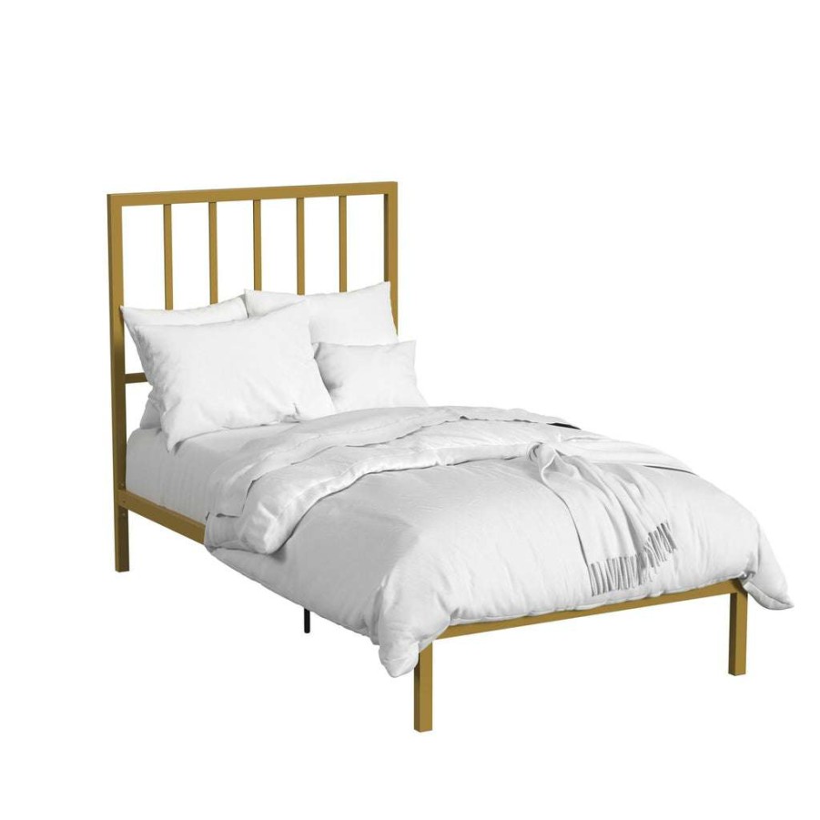 Bed * | Outlet Accentrics Home Twin Metal Bed Gold